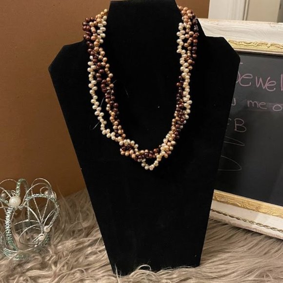 Multi-Strand Twisted Pearl Necklace - Picture 1 of 3